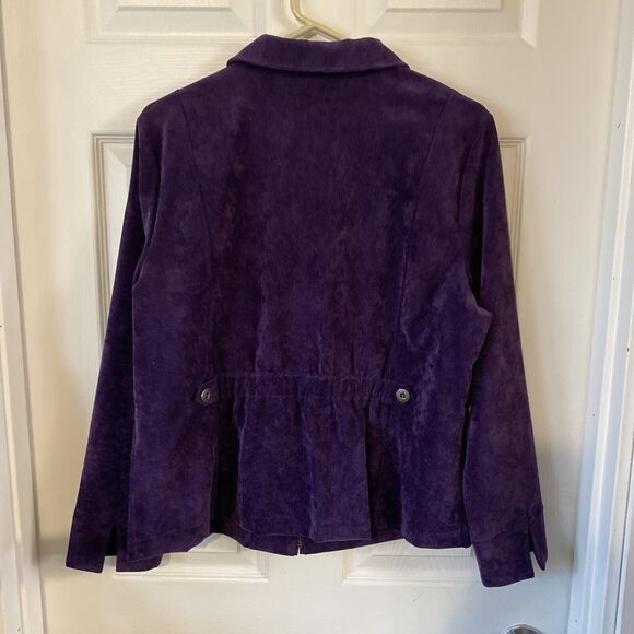 Christopher & Banks Purple Corduroy Zip Up Long Sleeve Shirt Womens Petite Large - Picture 9 of 15